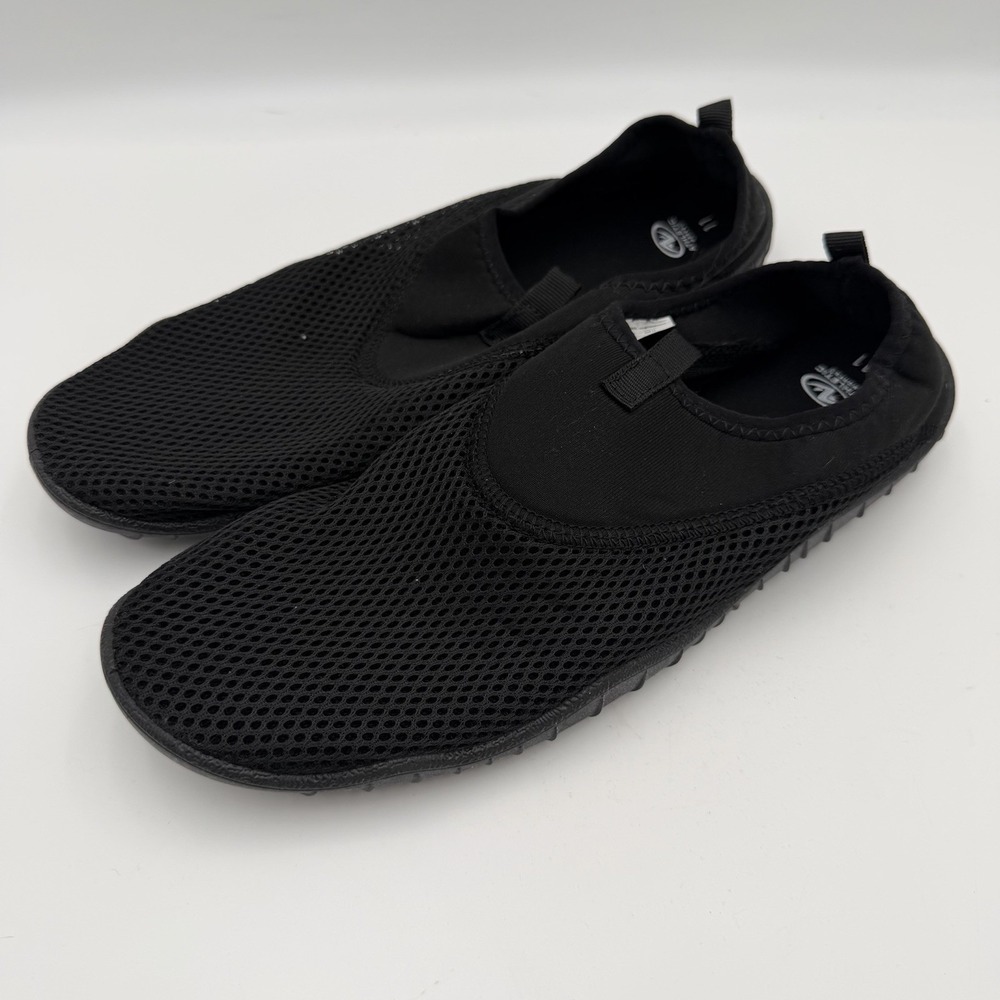 Athletic Works water shoes women's 11 black aqua beach swim pool slip on mesh